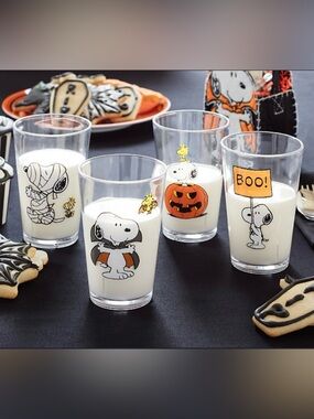Pottery Barn Kids Peanuts Snoopy Halloween Plastic Cup Set - Orange/White/Black